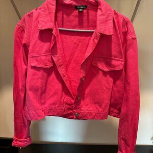 Boohoo Pink Cropped Jean Jacket - US 8